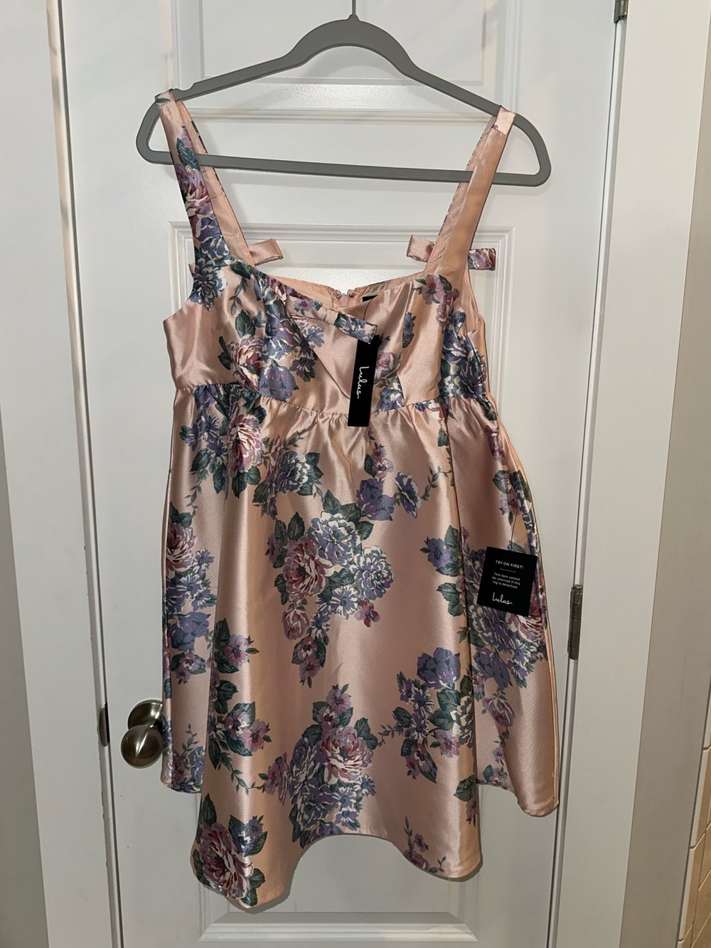 Lulus Unbelievably Lovely Pink Floral Babydoll Empire Waist Mini Dress | Medium - Picture 4 of 4